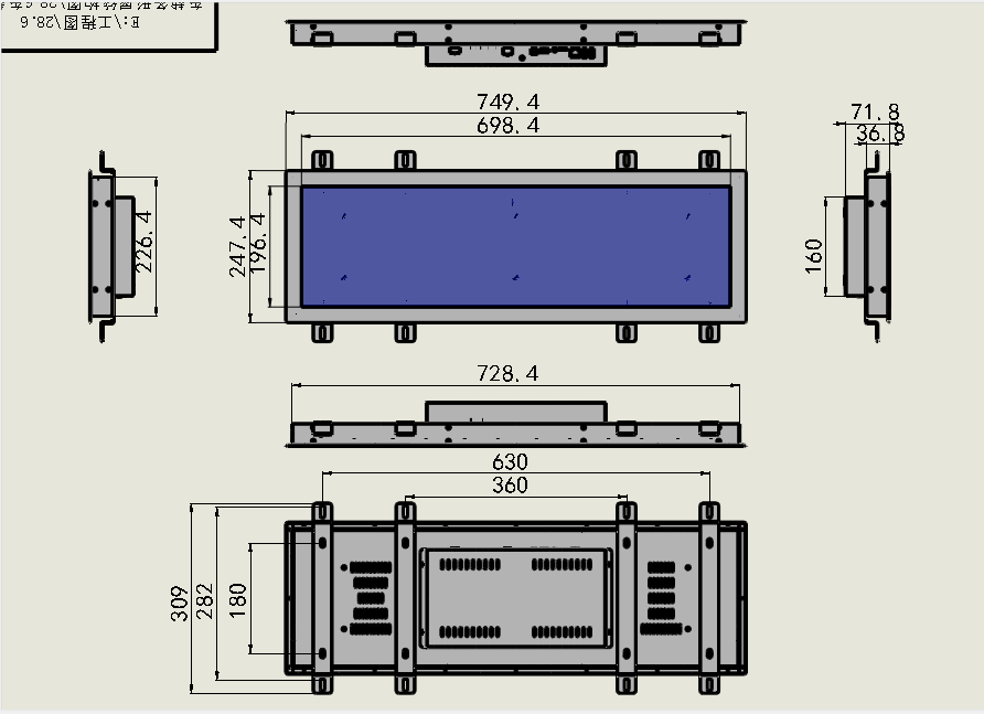 条形智能轨道交通条形屏结构示意图 条形智能轨道交通条形屏结构示意图